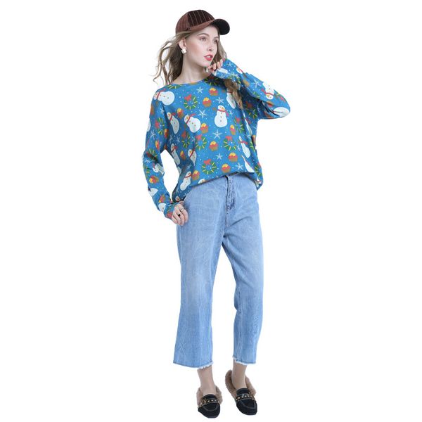 new christmas knitwear snowman printed women sweater blusas mujer de moda 2020 long sleeve pullover loose-fit sweater k6349, White;black
new christmas knitwear snowman printed women sweater blusas mujer de moda 2020 long sleeve pullover loose-fit sweater k6349, White;black
