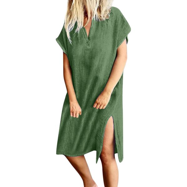 women's casual v-neck short sleeve 2019 loose solid knee-length split hem dresses beach dress women clothes 2019 #zer, Black;gray
women's casual v-neck short sleeve 2019 loose solid knee-length split hem dresses beach dress women clothes 2019 #zer, Black;gray