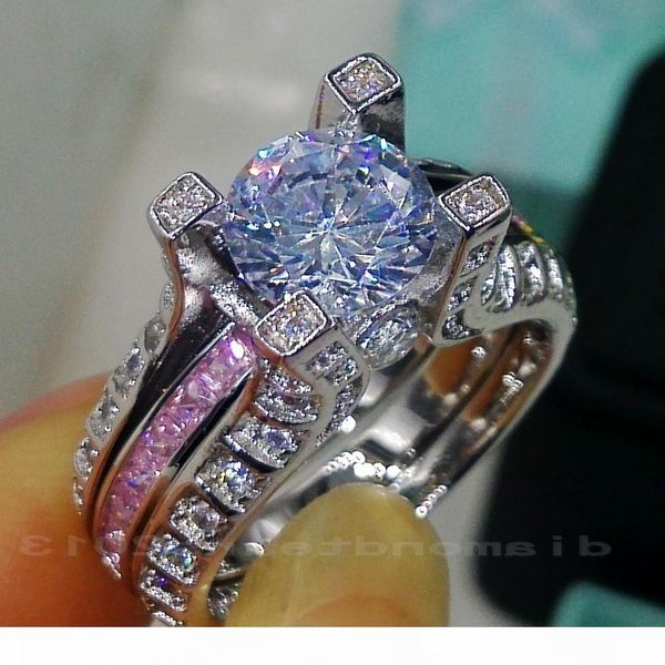 sz 5 6 7 8 9 10 wholesale retro 10kt white gold filled gf pink sapphire gem simulated diamond engagement wedding ring set gift, Silver
sz 5 6 7 8 9 10 wholesale retro 10kt white gold filled gf pink sapphire gem simulated diamond engagement wedding ring set gift, Silver