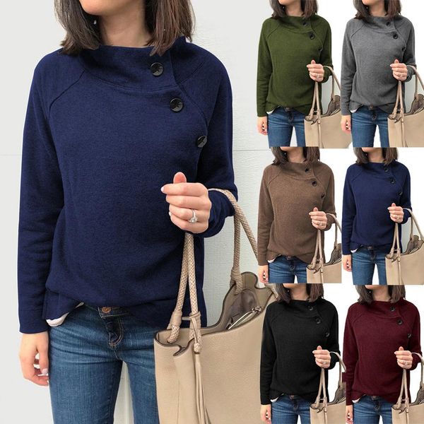 casual solid color buttons stand collar long sleeve women sweatshirt pullover loose warm stand collar women's sweatshirt s-xl, Black
casual solid color buttons stand collar long sleeve women sweatshirt pullover loose warm stand collar women's sweatshirt s-xl, Black