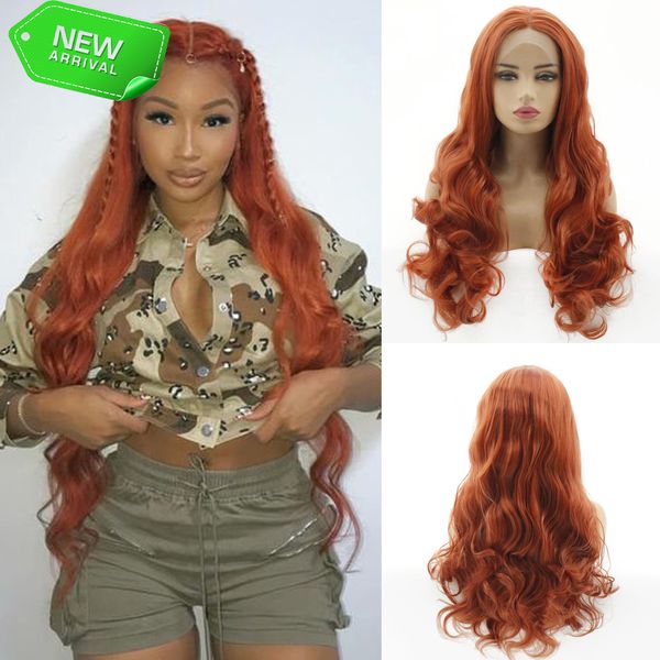 body wave lace front wig 13*3 synthetic lace wigs with natural hairline heat resistant fiber long wavy synthetic hair orange-brown color
body wave lace front wig 13*3 synthetic lace wigs with natural hairline heat resistant fiber long wavy synthetic hair orange-brown color