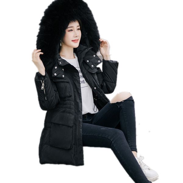 winter jacket women's loose down jacket white down thick thermal overcoat, Black 
winter jacket women's loose down jacket white down thick thermal overcoat, Black