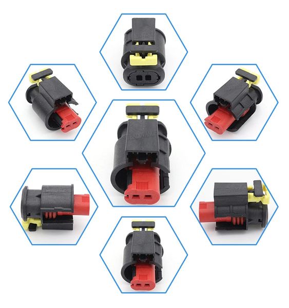 black sealed female tyco amp 2-pin connector housing for cars 284556-1