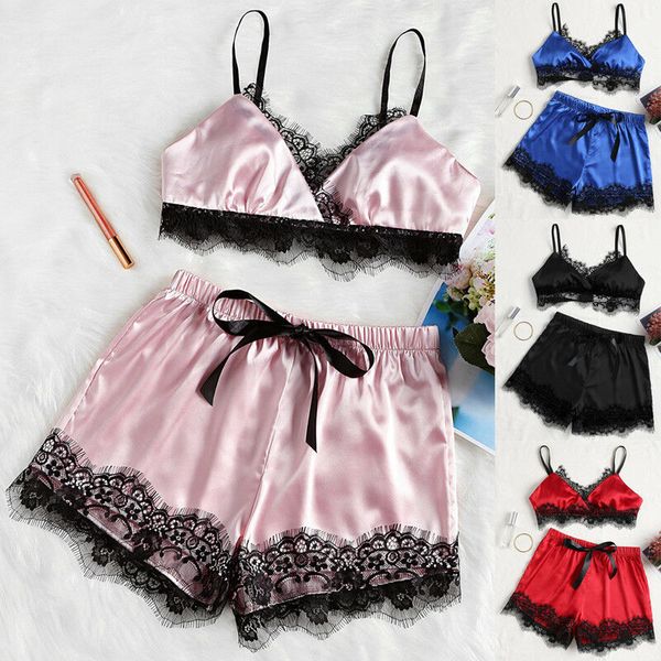 2019 summer satin lace pajama sets v-neck bra+shorts female sleepwear nightwear pajamas comfy lingerie set solid color, Blue;gray
2019 summer satin lace pajama sets v-neck bra+shorts female sleepwear nightwear pajamas comfy lingerie set solid color, Blue;gray