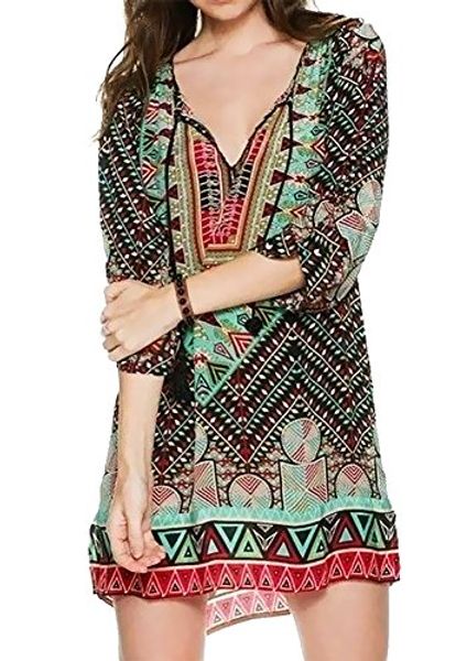 casual dresses fasker women's bohemian dress loose printed tunic vintage summer, Black;gray
casual dresses fasker women's bohemian dress loose printed tunic vintage summer, Black;gray