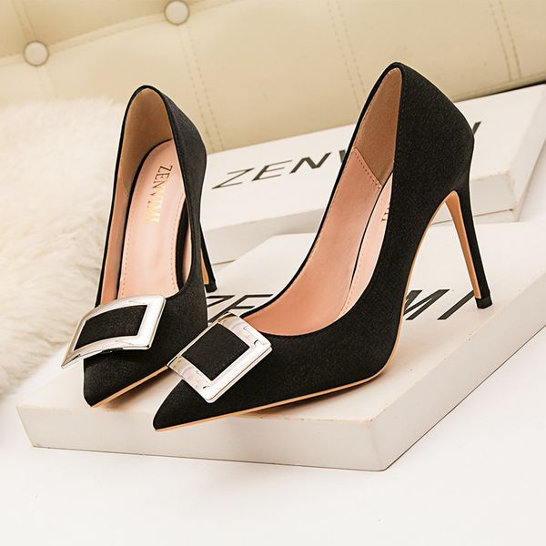 elegant metal buckle women shoes spring silk shallow pointed toe high heels shoes woman office fashion party pumps size 34-4, Black
elegant metal buckle women shoes spring silk shallow pointed toe high heels shoes woman office fashion party pumps size 34-4, Black