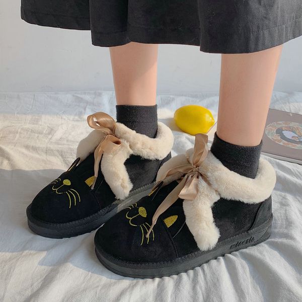 size35-50 nice new women ankle snow boots winter flat heels cat face shoes woman ins trend female lace up fur inside footwear, Black
size35-50 nice new women ankle snow boots winter flat heels cat face shoes woman ins trend female lace up fur inside footwear, Black