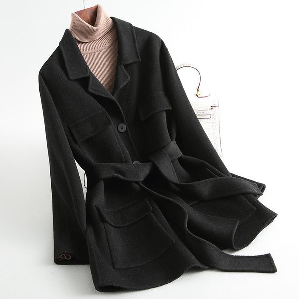 side double real wool coat winter jacket women clothes 2020 alpaca woolen coats and jackets women korean outwear my3769 en s s, Black
side double real wool coat winter jacket women clothes 2020 alpaca woolen coats and jackets women korean outwear my3769 en s s, Black