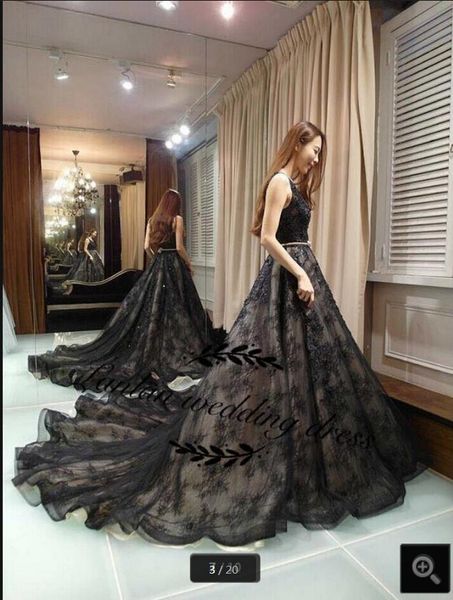 new designer 2019 lace appliques beading ball gown prom dresses sheer back prom dress chapel train formal prom gowns selling, Black
new designer 2019 lace appliques beading ball gown prom dresses sheer back prom dress chapel train formal prom gowns selling, Black