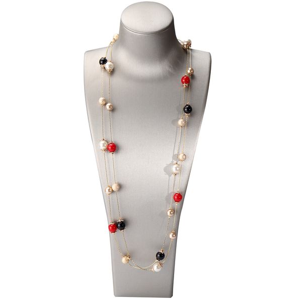 wholesale- designer luxury classic style cute diamond star elegant colorful pearl multi layer long sweater statement necklace for woman, Black
wholesale- designer luxury classic style cute diamond star elegant colorful pearl multi layer long sweater statement necklace for woman, Black