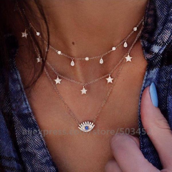 120pcs/lot zircon pentagon water droplets neckless woman pendant multi-layer chains necklace lady fashion sets necklaces, Silver
120pcs/lot zircon pentagon water droplets neckless woman pendant multi-layer chains necklace lady fashion sets necklaces, Silver