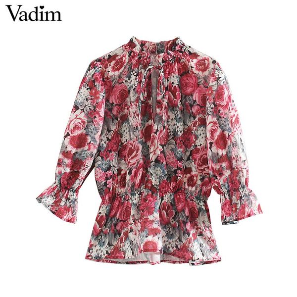 vadim women chic oversized floral pattern blouse drawstring tie flare sleeve shirt female casual stylish loose blusas lb660, White
vadim women chic oversized floral pattern blouse drawstring tie flare sleeve shirt female casual stylish loose blusas lb660, White