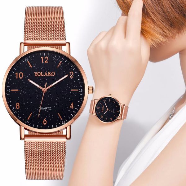 2020 mesh band women wristwatch steel strap yolako brand quartz watch women sky star ladies watches gift clock kol saati, Slivery;brown 
2020 mesh band women wristwatch steel strap yolako brand quartz watch women sky star ladies watches gift clock kol saati, Slivery;brown