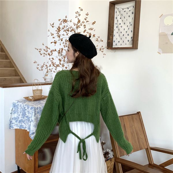 4 colors 2019 autumn and winter korean style solid color knitted sweaters womens lace up sweaters and pullovers womens (n0041, White;black
4 colors 2019 autumn and winter korean style solid color knitted sweaters womens lace up sweaters and pullovers womens (n0041, White;black