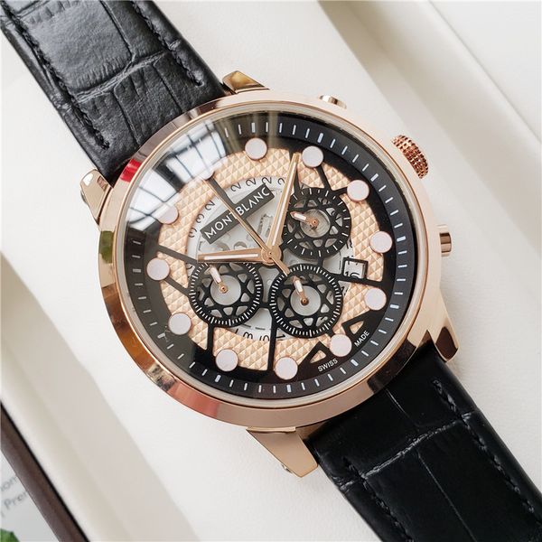 montblvnc brand watch high-quality men watch full function six pin deluxe watches 45mm leather luxury men's watches clock relojes wrist, Slivery;brown 
montblvnc brand watch high-quality men watch full function six pin deluxe watches 45mm leather luxury men's watches clock relojes wrist, Slivery;brown