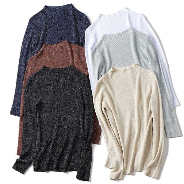women's sweaters shiny lurex autumn winter sweater women long sleeve pullover basic 2021 slim knit turtleneck pull, White;black
women's sweaters shiny lurex autumn winter sweater women long sleeve pullover basic 2021 slim knit turtleneck pull, White;black