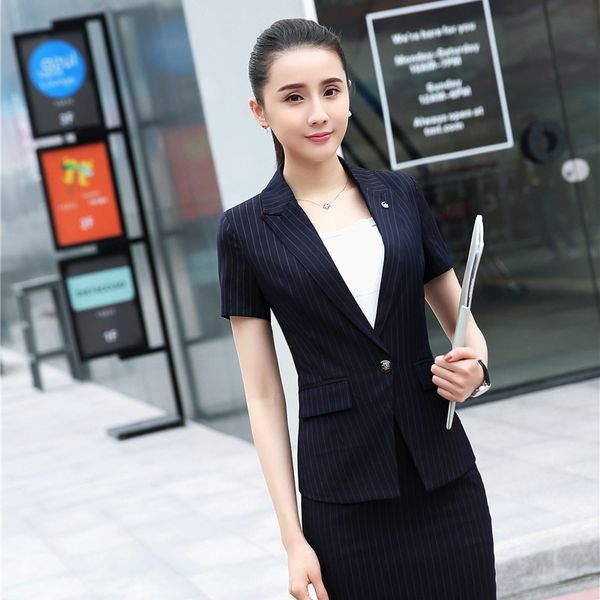 summer formal ladies navy blue striped blazers women jackets short sleeve work wear clothes office uniform styleol, White;black
summer formal ladies navy blue striped blazers women jackets short sleeve work wear clothes office uniform styleol, White;black