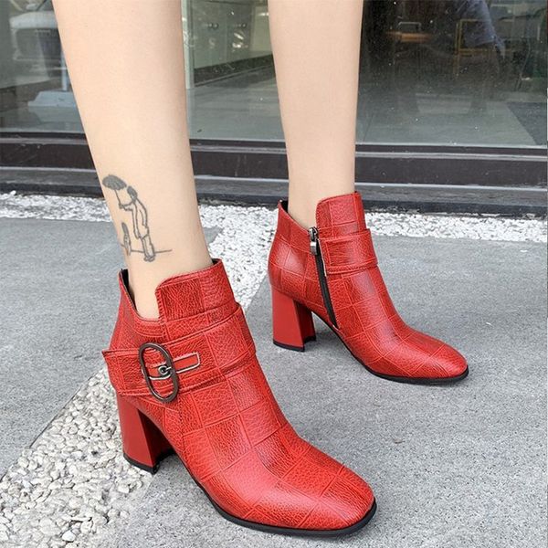 women classic square heel ankle boots ladies fashion pu boots women elegant buckle zipper woman new female comfort shoes, Black
women classic square heel ankle boots ladies fashion pu boots women elegant buckle zipper woman new female comfort shoes, Black