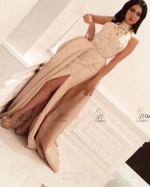 modest high neck split evening dresses with detachable skirt yousef aljasmi nude lace stain arabic dubai mermaid occasion prom dress 1068, Black;red
modest high neck split evening dresses with detachable skirt yousef aljasmi nude lace stain arabic dubai mermaid occasion prom dress 1068, Black;red