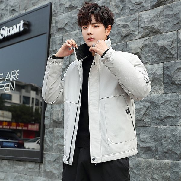 men's down jacket 2019 winter youth short stand collar windproof white duck down warm new style trend men's coat, Black
men's down jacket 2019 winter youth short stand collar windproof white duck down warm new style trend men's coat, Black
