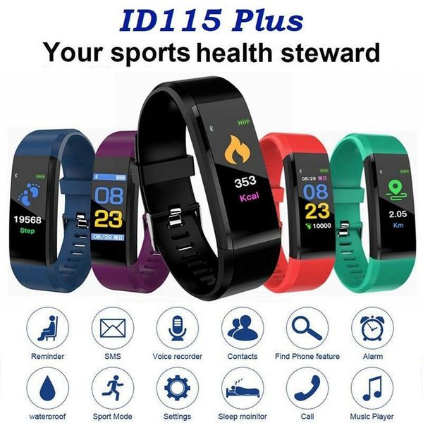 id115 plus smart bracelet fitness tracker smart watch heart rate watchband smart wristband for apple android cellphones with box dhl 
id115 plus smart bracelet fitness tracker smart watch heart rate watchband smart wristband for apple android cellphones with box dhl