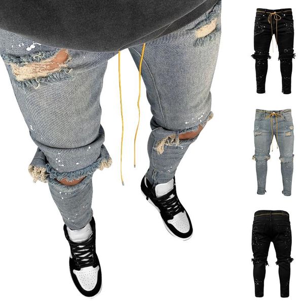 hip hop ripped jeans 2020 new men distressed hole pencil jeans pants slim fit denim trouser casual pantalon hombre sashes, Blue
hip hop ripped jeans 2020 new men distressed hole pencil jeans pants slim fit denim trouser casual pantalon hombre sashes, Blue