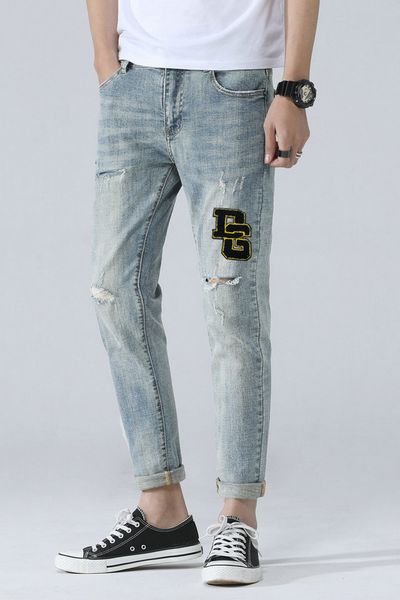dg designer luxury mens jeans tide brand boutique jeans street hip hop eye catching letters patch on hole slim fit light color jeans, Blue
dg designer luxury mens jeans tide brand boutique jeans street hip hop eye catching letters patch on hole slim fit light color jeans, Blue