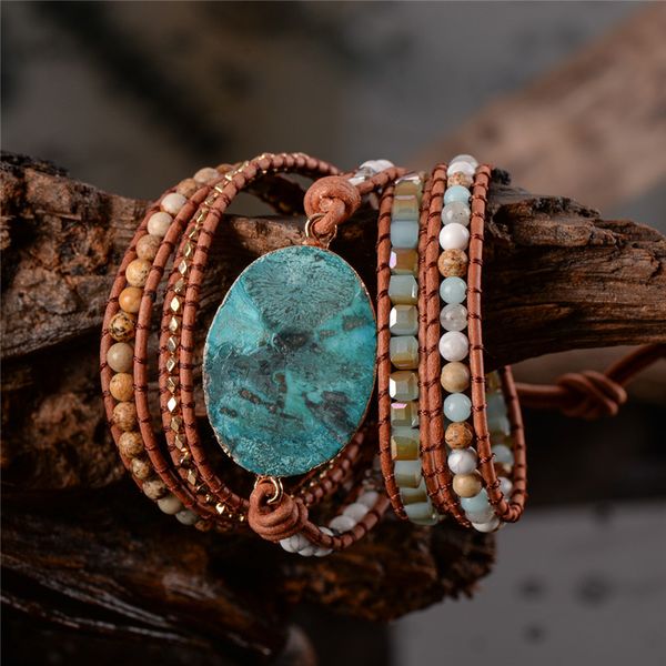 latest 2018 - 5x leather wrap beaded bracelet huge oceanstone bracelet, boho chic jewelry, bohemian bracelet valentine's gift, Golden;silver
latest 2018 - 5x leather wrap beaded bracelet huge oceanstone bracelet, boho chic jewelry, bohemian bracelet valentine's gift, Golden;silver