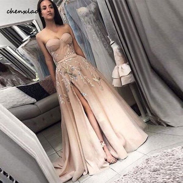 champagne evening dresses 2019 sweetheart a-line slit appliques satin dubai saudi arabic long elegant evening gown prom dress, White;black
champagne evening dresses 2019 sweetheart a-line slit appliques satin dubai saudi arabic long elegant evening gown prom dress, White;black