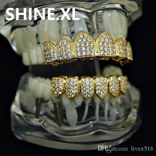 Gold Color Plated Hip Hop Grillz High Quality Micro Pave CZ Top & Bottom GRILLZ Mouth Teeth Grills Set
Gold Color Plated Hip Hop Grillz High Quality Micro Pave CZ Top & Bottom GRILLZ Mouth Teeth Grills Set