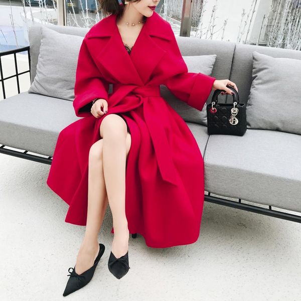 winter tweed long overcoat new double-sided women woolen coat turn-down collar belt solid color city lady elegant plus size, Black
winter tweed long overcoat new double-sided women woolen coat turn-down collar belt solid color city lady elegant plus size, Black