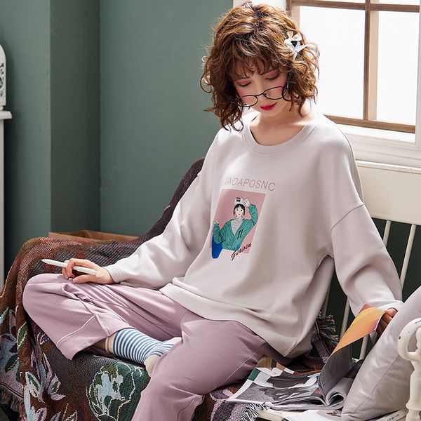 pure cotton pyjama cartoon pattern women sleepwear suit long sleeve pajama set for female lovely + pants indoor clothing, Blue;gray
pure cotton pyjama cartoon pattern women sleepwear suit long sleeve pajama set for female lovely + pants indoor clothing, Blue;gray