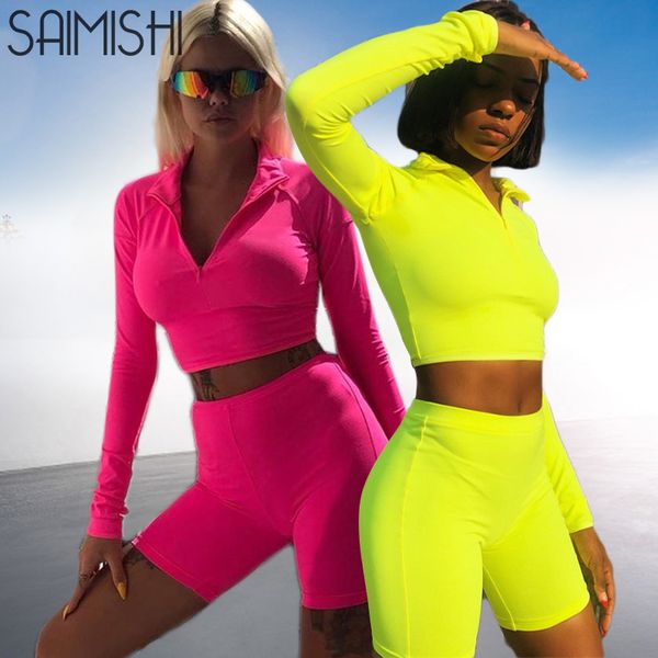 saimishi neon fitness two piece set 2020 summer women set long sleeve turtleneck and high waist shorts two piece outfits, White
saimishi neon fitness two piece set 2020 summer women set long sleeve turtleneck and high waist shorts two piece outfits, White