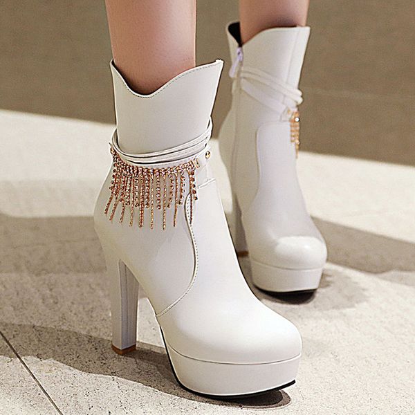 plus big size black ankle boots women fashion super high block heels shoes woman autumn winter platform boot metal chain fringe
plus big size black ankle boots women fashion super high block heels shoes woman autumn winter platform boot metal chain fringe