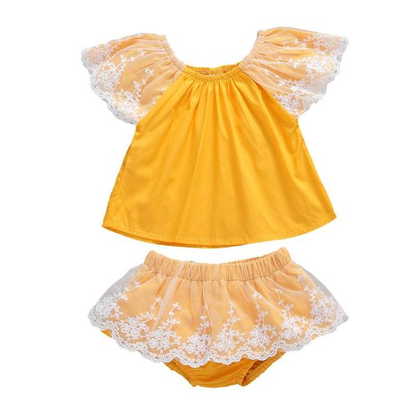 0-24m yellow 2pcs summer baby girl clothing newborn baby girls lace shorts suit o-neck short sleeve toddler outfit, White
0-24m yellow 2pcs summer baby girl clothing newborn baby girls lace shorts suit o-neck short sleeve toddler outfit, White