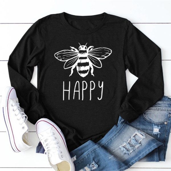 happy bee autumn all-match lady round collar long sleeve t-shirt fashionable fashion printed casual t-shirt, White
happy bee autumn all-match lady round collar long sleeve t-shirt fashionable fashion printed casual t-shirt, White