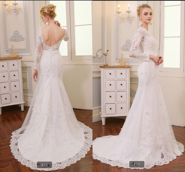 2019 new v-neck full sleeve backless mermaid lace wedding dress zipper with button vestido de noiva bridal wedding gowns selling, White
2019 new v-neck full sleeve backless mermaid lace wedding dress zipper with button vestido de noiva bridal wedding gowns selling, White