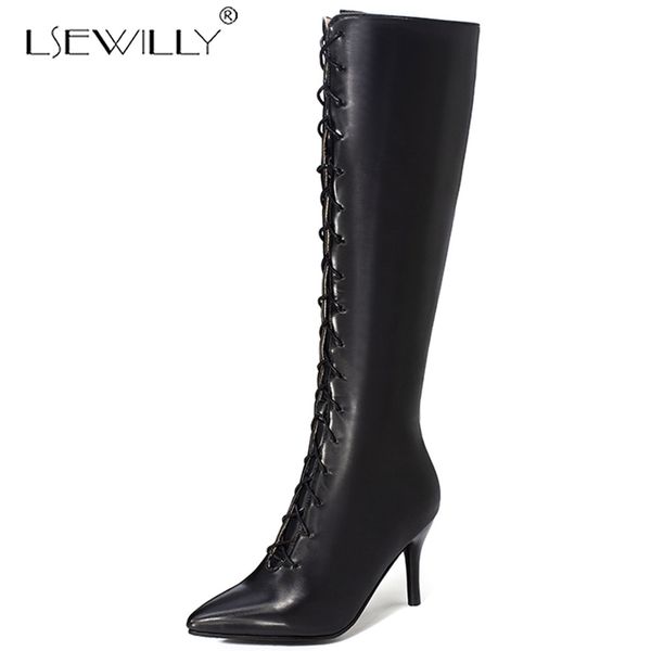lsewilly women's size 32-48 2019 knee high boots women shoes woman thin high heel shoelaces shoes woman boots k130, Black
lsewilly women's size 32-48 2019 knee high boots women shoes woman thin high heel shoelaces shoes woman boots k130, Black