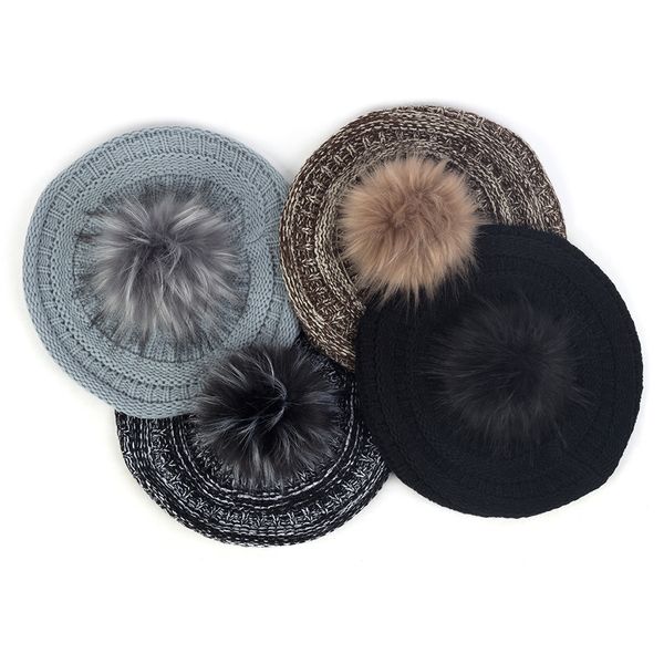 women knitted color mixing retro winter warm berets with faux fur pom pom thicken fashion female ladies hats with hairball caps, Blue;gray
women knitted color mixing retro winter warm berets with faux fur pom pom thicken fashion female ladies hats with hairball caps, Blue;gray