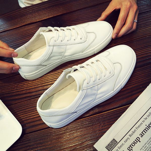 2019 shoe small male genuine leather joker flat bottom skate white man casual shoes, Black
2019 shoe small male genuine leather joker flat bottom skate white man casual shoes, Black