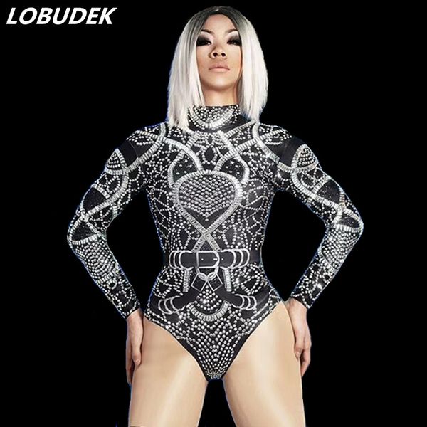 nightclub women crystals elastic leotard silver black rhinestones long sleeve bodysuit bar dj singer jazz dance team ds costume
nightclub women crystals elastic leotard silver black rhinestones long sleeve bodysuit bar dj singer jazz dance team ds costume