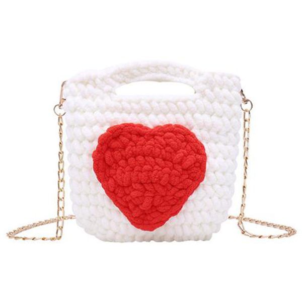 fggs-new hand-knitted soft cute messenger bag ladies chain messenger bag handbag