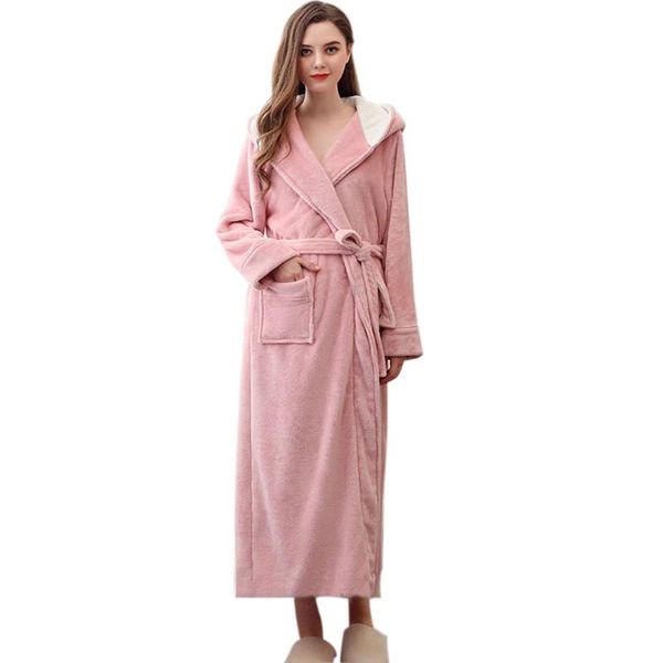 dressing gown hooded v neck waist tie autumn winter warm with pocket elegant thickened solid ladies home women robe long sleeve, Black;red
dressing gown hooded v neck waist tie autumn winter warm with pocket elegant thickened solid ladies home women robe long sleeve, Black;red