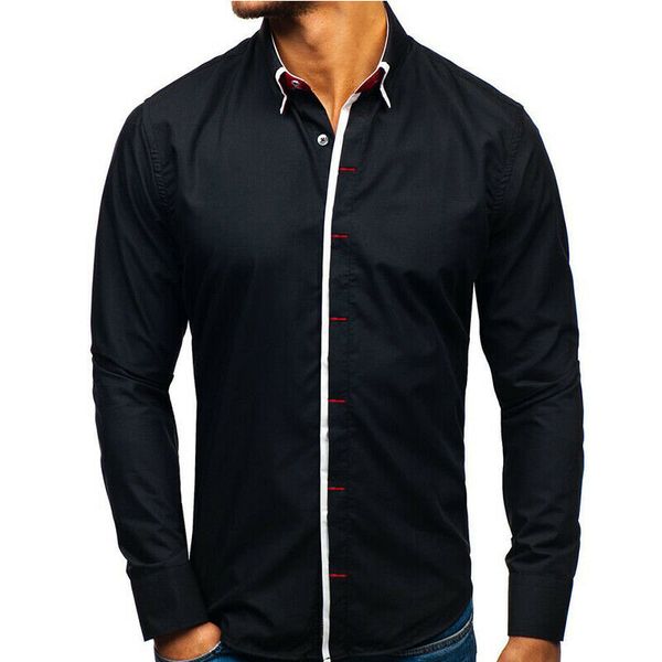2019 men slim fit long sleeve turn-down collar shirt male formal business dress shirt new fashion plus size, White;black
2019 men slim fit long sleeve turn-down collar shirt male formal business dress shirt new fashion plus size, White;black