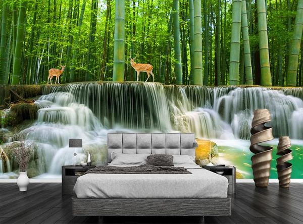 custom 3d wallpaper silk cloth waterproof canvas murals wall paintingbamboo forest mural wallpaper