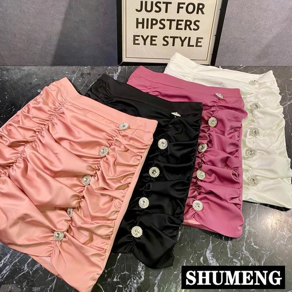 nightclub mini skirt 2020 summer new female high waist rhinestone buckle pleated short skirt solid color ladies hip, Black
nightclub mini skirt 2020 summer new female high waist rhinestone buckle pleated short skirt solid color ladies hip, Black