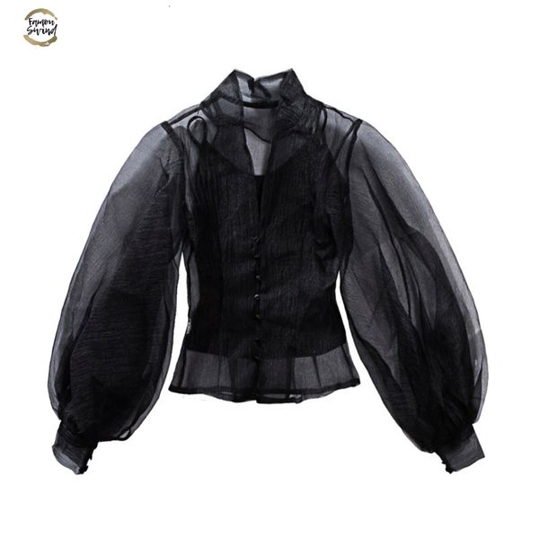 hollow out shirt female stand collar lantern sleeve tunic high waist shirts spring fashion large size clothing, White
hollow out shirt female stand collar lantern sleeve tunic high waist shirts spring fashion large size clothing, White