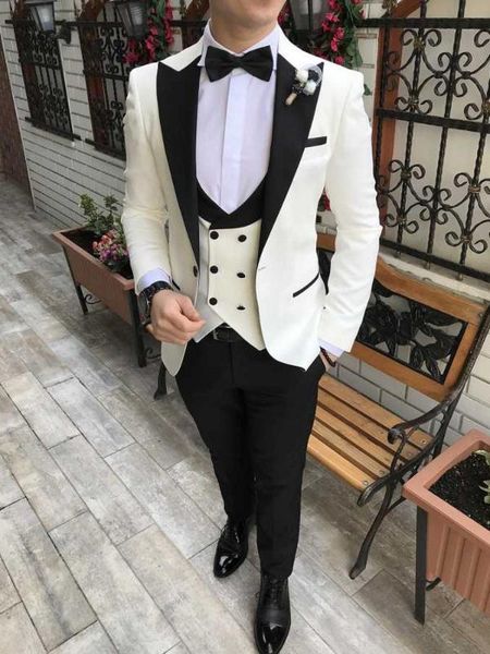 new style men suits ivory and black groom tuxedos lapel groomsmen wedding man 3 pieces ( jacket+pants+vest+tie ) c889, White;black
new style men suits ivory and black groom tuxedos lapel groomsmen wedding man 3 pieces ( jacket+pants+vest+tie ) c889, White;black
