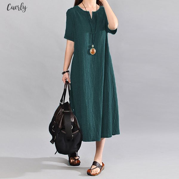 s 5xl women vintage linen dress 2020 summer v neck short sleeve solid pockets casual loose midi dress oversized vestidos, Black;gray
s 5xl women vintage linen dress 2020 summer v neck short sleeve solid pockets casual loose midi dress oversized vestidos, Black;gray