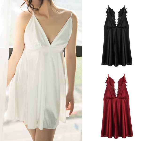 2020 new women nightdress sling deep v nightgown sleep dress angel wings temptation sleepshirts satin nightie homewear, Black;red
2020 new women nightdress sling deep v nightgown sleep dress angel wings temptation sleepshirts satin nightie homewear, Black;red